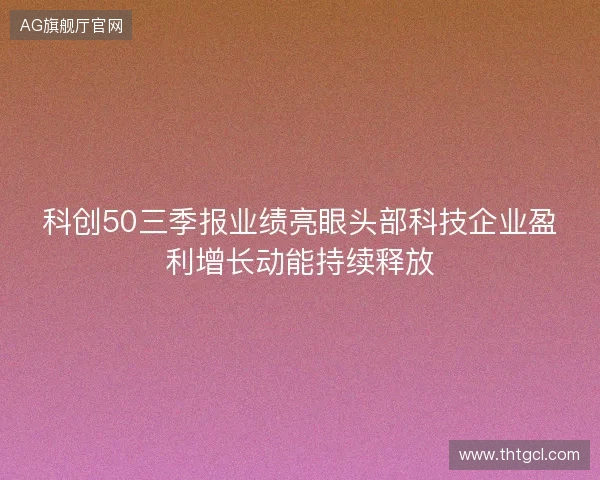 科创50三季报业绩亮眼头部科技企业盈利增长动能持续释放 科创50三季报业绩亮眼头部科技企业盈利增长动能持续释放