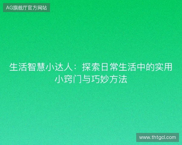 生活智慧小达人：探索日常生活中的实用小窍门与巧妙方法