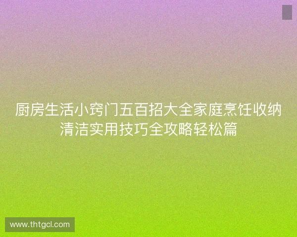 厨房生活小窍门五百招大全家庭烹饪收纳清洁实用技巧全攻略轻松篇
